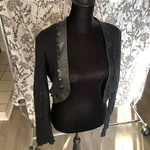 Black open Crop Top w/ Leather